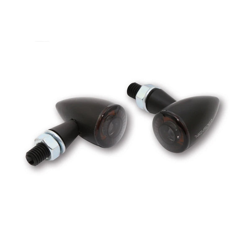 LED-Blinker Paar Highsider Montana Bullet schwarz, Getönt, M8, E-geprüft, 12V/3W