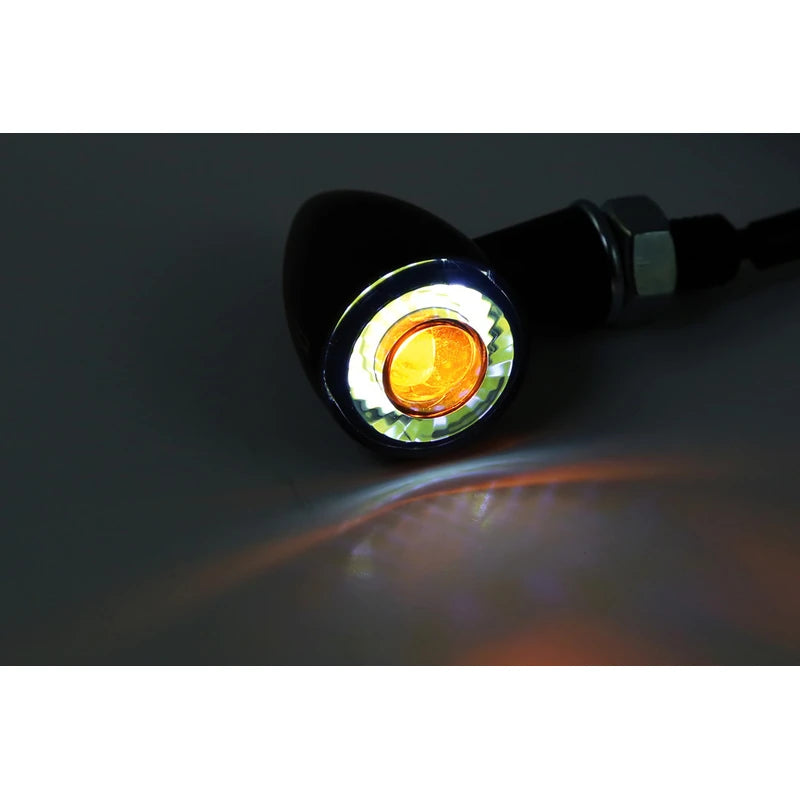 LED Blinker HIGHSIDER Montana BULLET mit Positionslicht, schwarz matt, E-geprüft