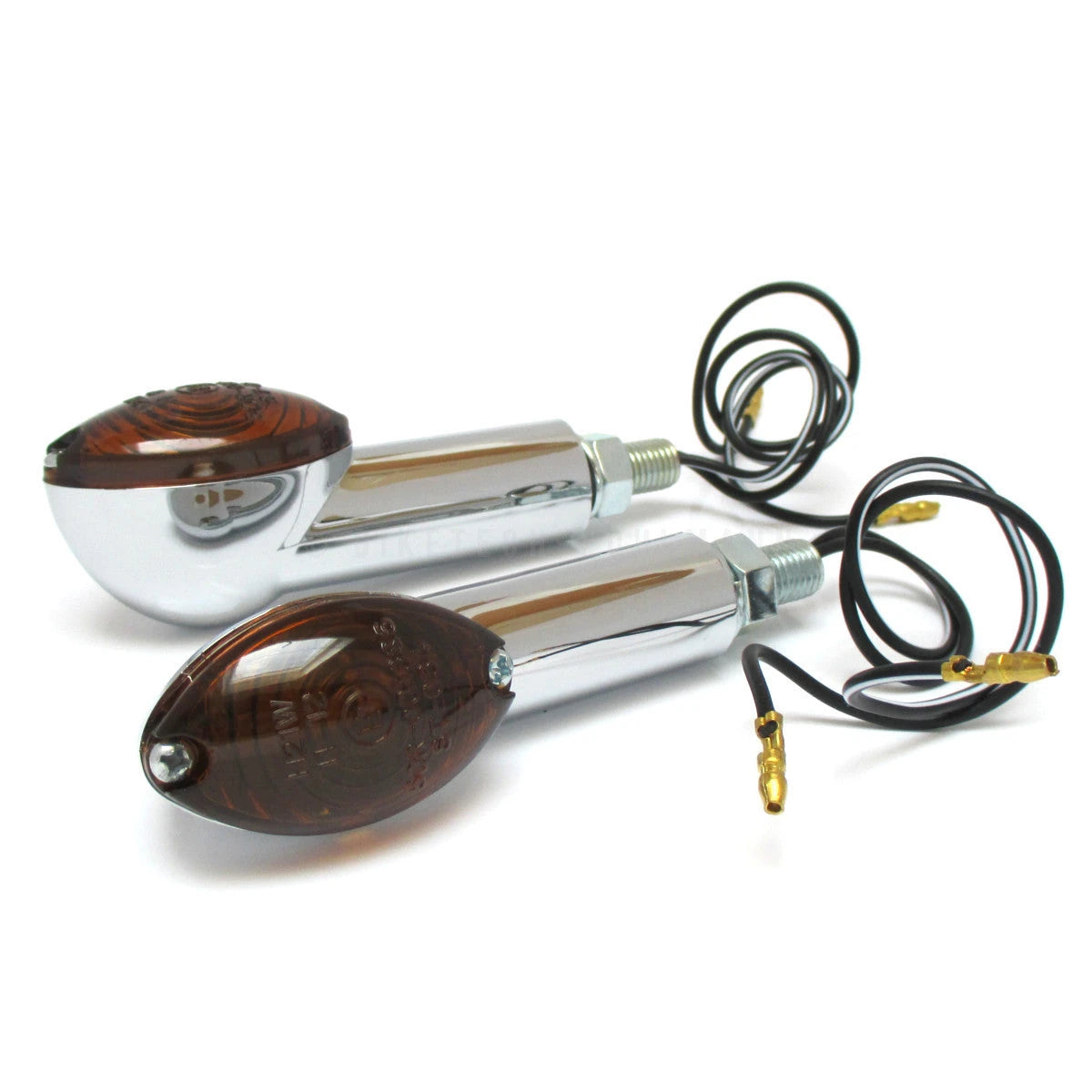 Mini Blinker Shin-Yo Cat-Eye, Chrom, Getönt, Langer Arm, E-geprüft, 12V 21W