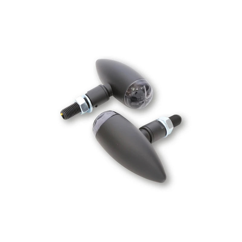 LED-Blinker Paar Highsider Micro-Bullet schwarz, Getönt, M10, E-geprüft, 12V/1W