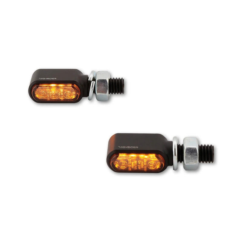 LED-Blinker Paar Highsider Little Bronx schwarz, Getönt, M8, E-geprüft, 12V/1,2W