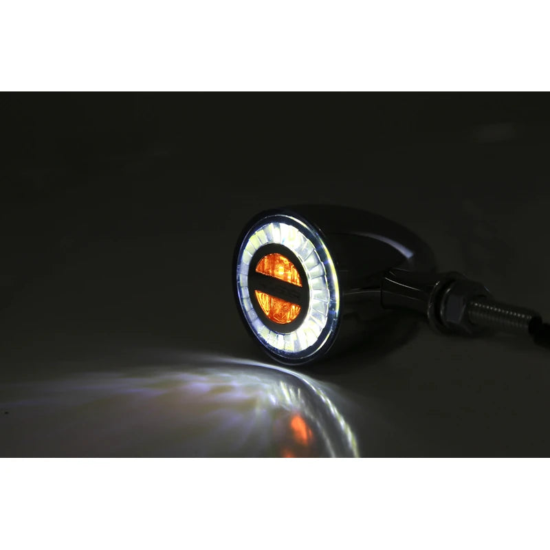 LED-Blinker mit Positionslicht Highsider Rocket Bullet 2in1 chrom, E-geprüft