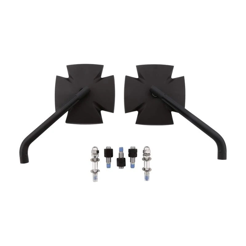 Lenkerspiegel Paar Highsider Iron Cross schwarz, Alu, E-geprüft, M10x1.25 & HD