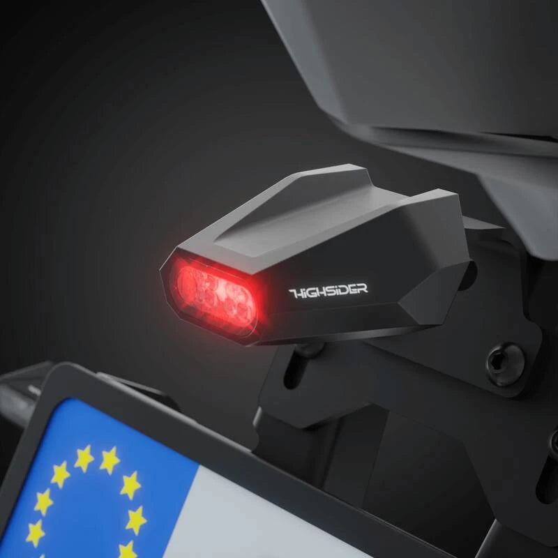 LED-Rücklicht Highsider Pro Split-V mit Kennzeichenleuchte, Schwarz, Glas Klar