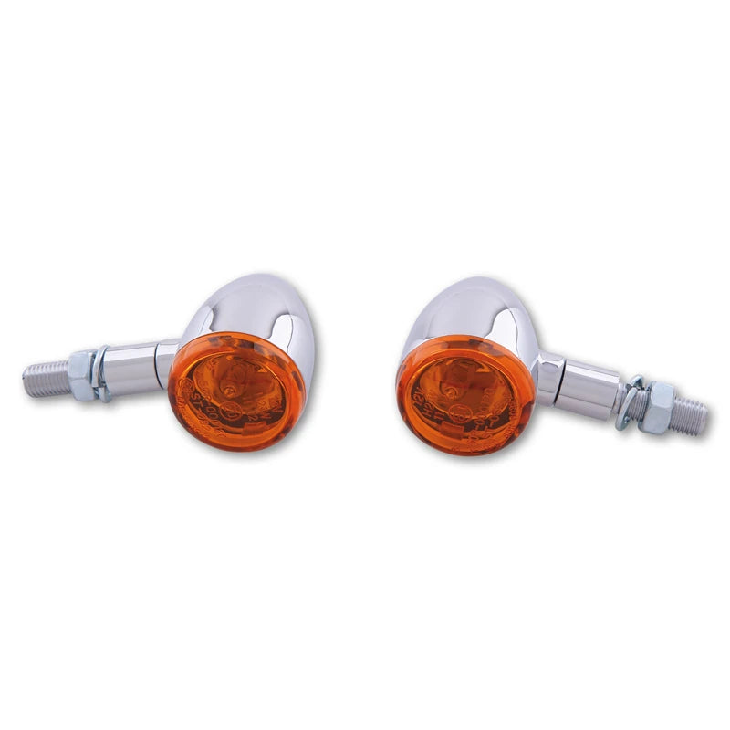 Blinker Highsider Smart Bullet Light, Chrom, Glas Orange, E-geprüft, 12V/21W