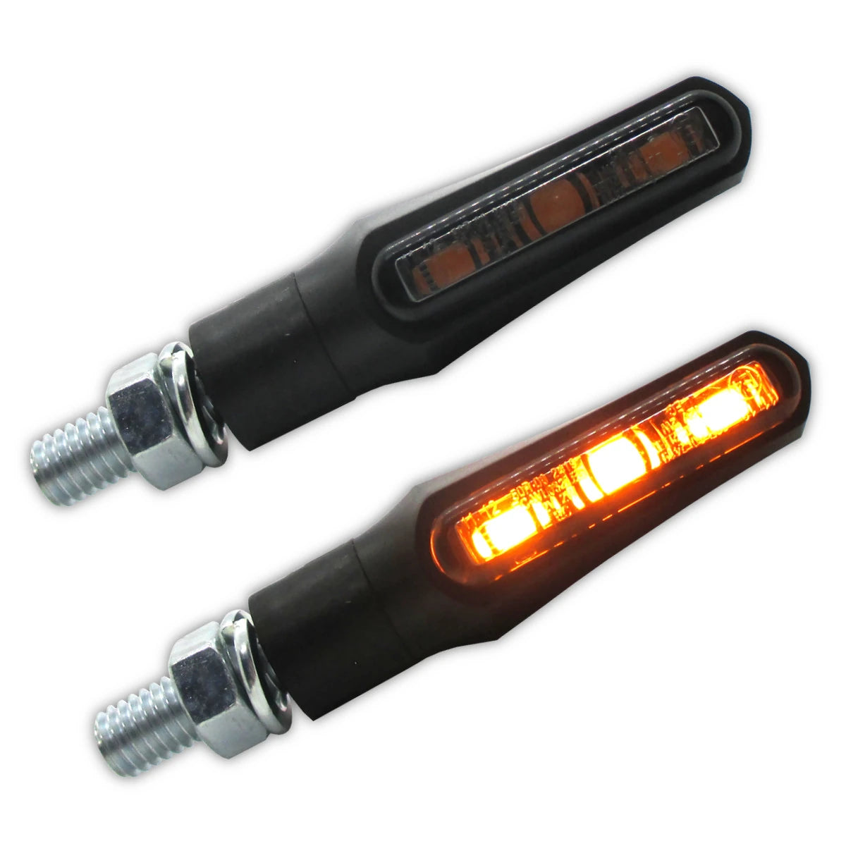 LED-Blinker Paar Highsider Shorty-Fin schwarz, Getönt, M8, E-geprüft, 12V/2W