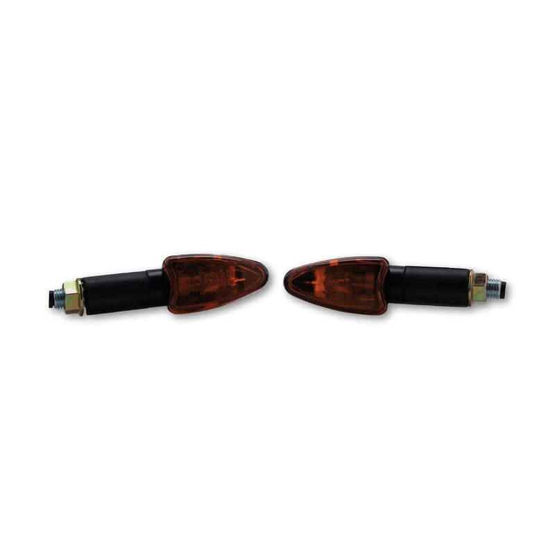Blinker Highsider Smart Arrow lang, Schwarz, Glas Orange, E-geprüft, 12V/21W