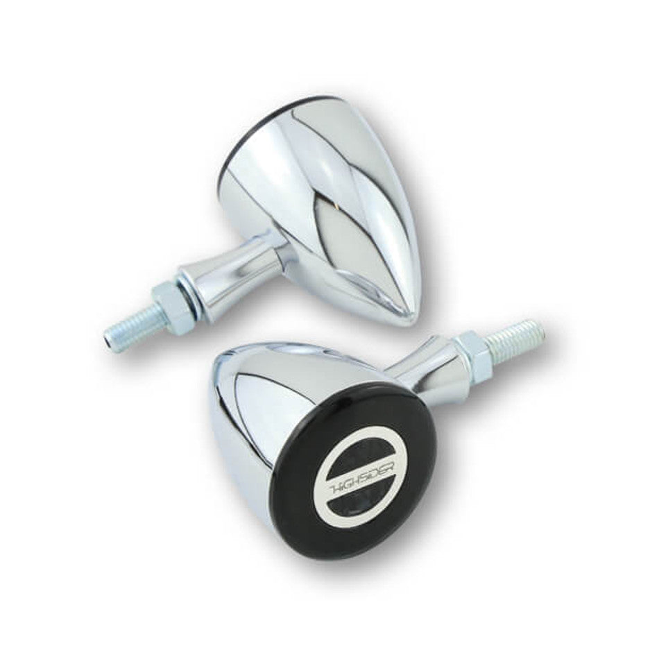 LED Blinker ROCKET BULLET mit Positionslicht, chrom