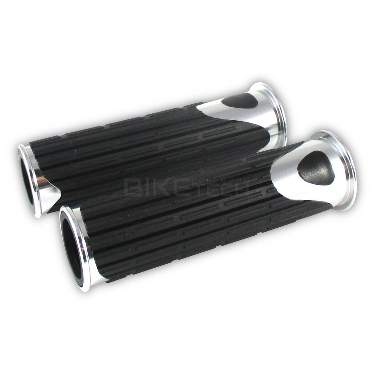 Lenkergriffe D-VERSION, silber, 7/8 Zoll (22,2 mm), 125 mm, Gummi, Alu