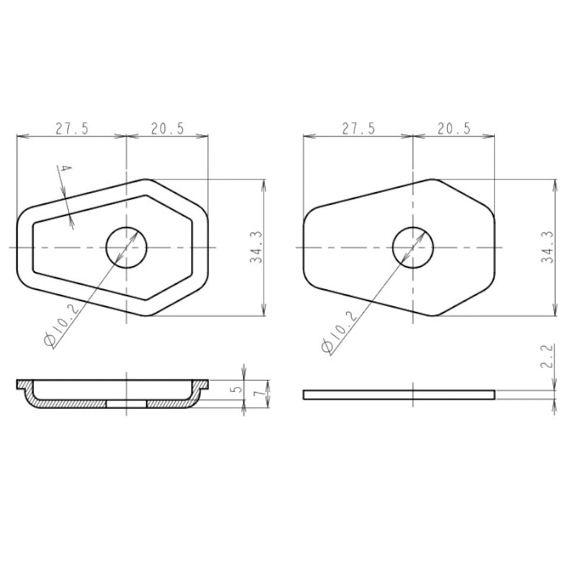 Blinker Montageplatten für Suzuki Modelle, ABS, 48x34 mm