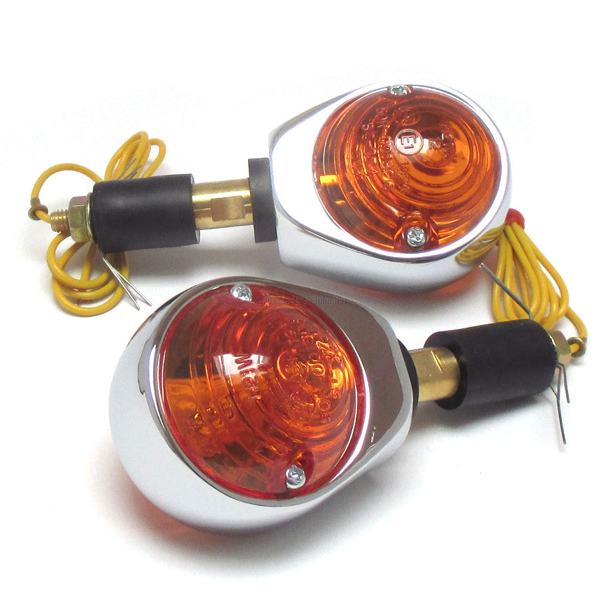 Lenkerendenblinker Highsider Smart Ochsenaugen chrom, gelbes Glas, E-geprüft