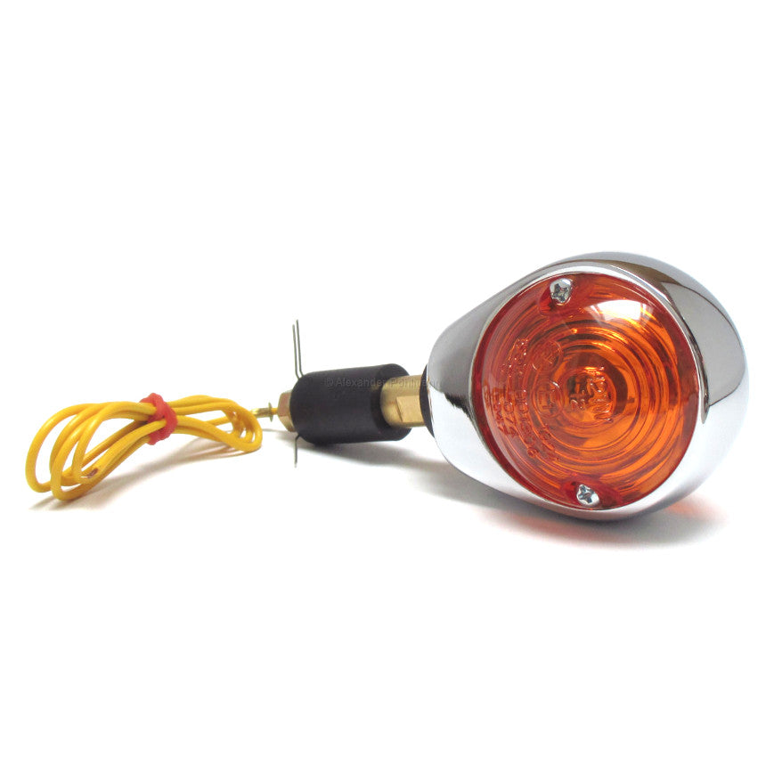 Lenkerendenblinker Highsider Smart Ochsenaugen chrom, gelbes Glas, E-geprüft