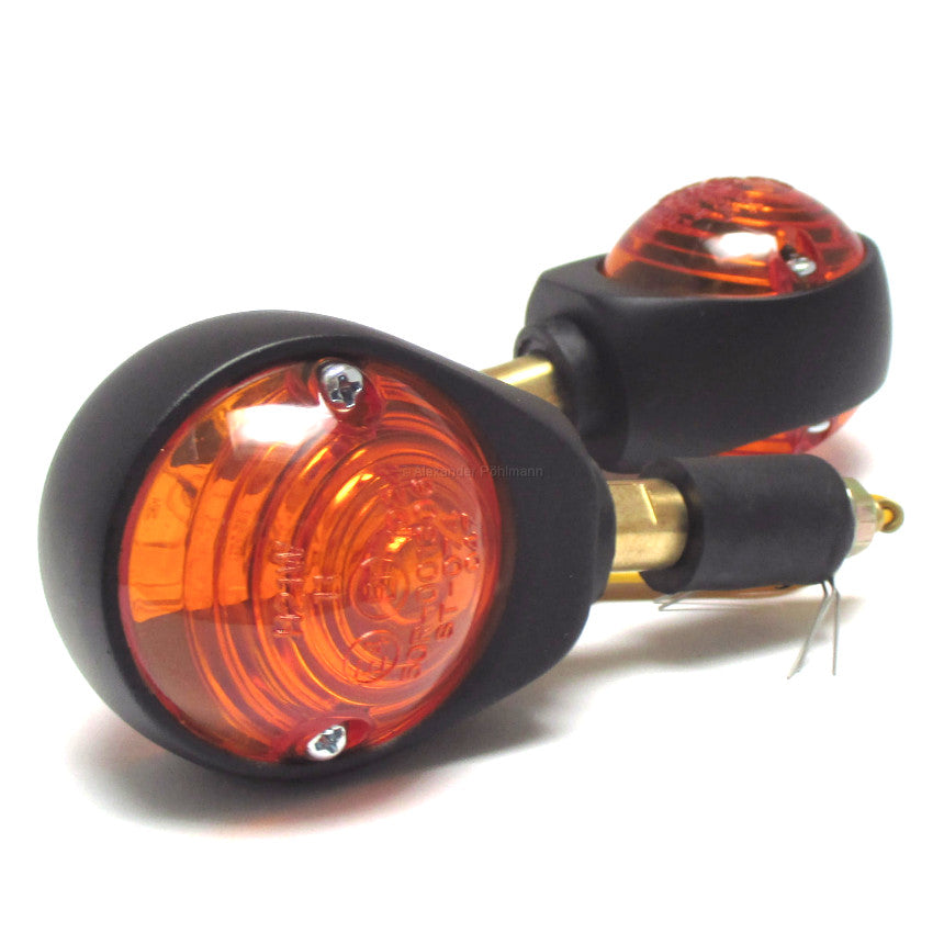 Lenkerendenblinker Highsider Smart Ochsenaugen schwarz, gelbes Glas, E-geprüft