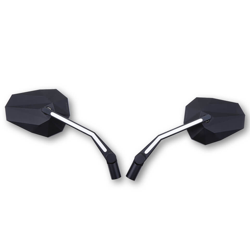 Lenkerspiegel Paar HIGHSIDER STEALTH-X3 mit LED Positionslicht, E-geprüft, M10 Gewinde