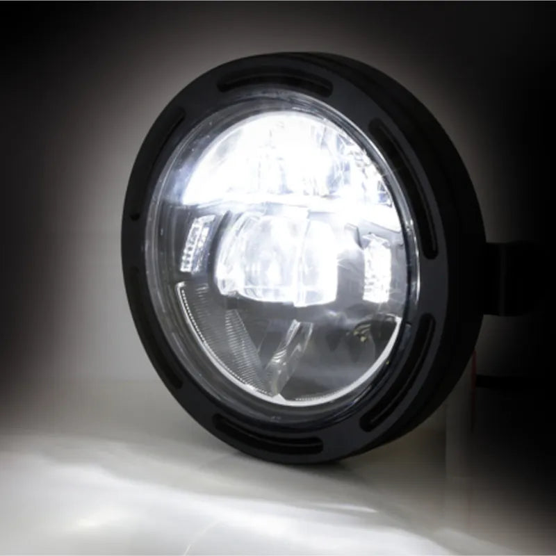 LED-Scheinwerfer 5 3/4 Zoll Highsider Pro Frame-R2 Typ 10, Mattschwarz, Seitlich