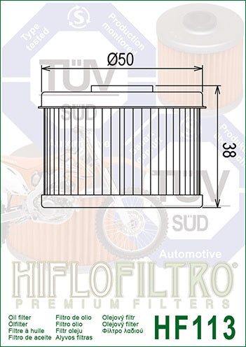 Ölfilter HIFLOFILTRO HF113 für Honda