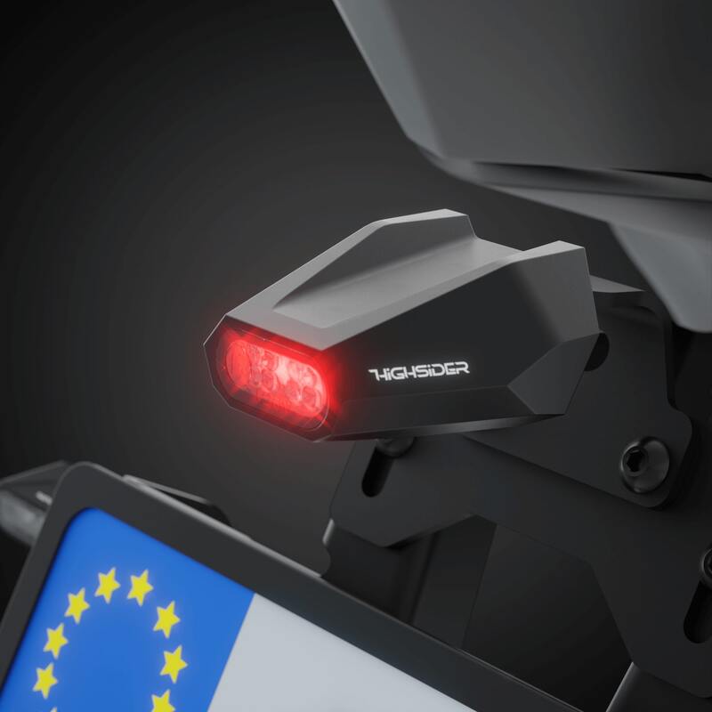 LED-Rücklicht Highsider Pro Split-V mit Kennzeichenleuchte, Schwarz, Glas Klar