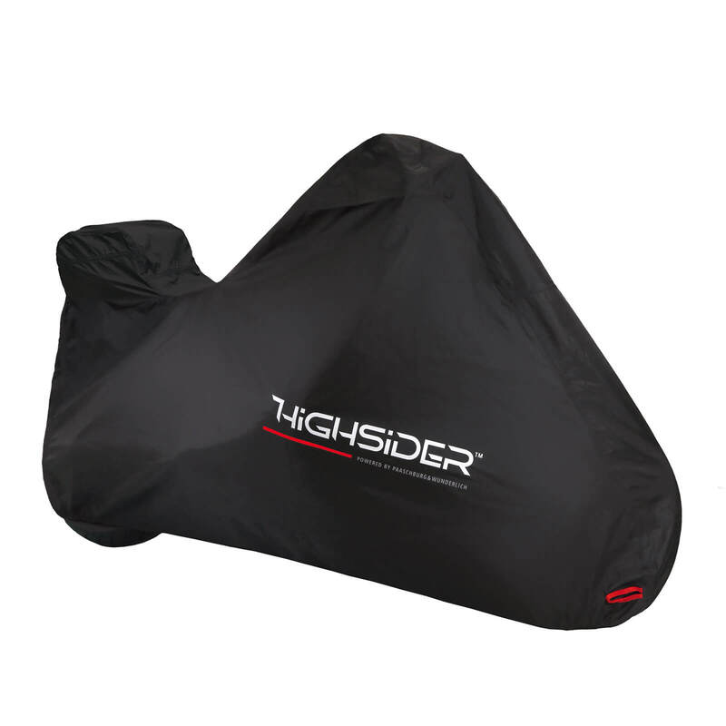 Abdeckplane Highsider Pro Outdoor mit Topcase, Schwarz, Größe M 203x80x119 cm