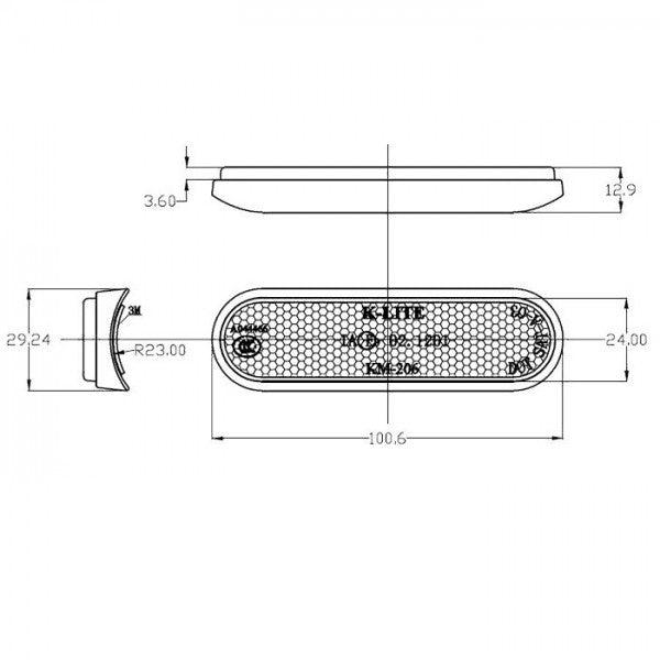 Gabelreflektor CURVED rot abgerundet