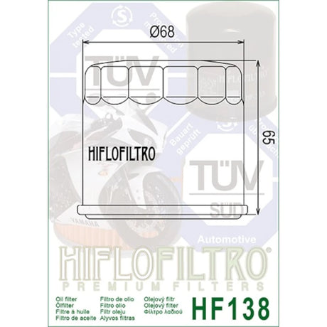 Ölfilter Hiflofiltro HF138 – Aprilia Bimota Cagiva Kawasaki Kymco Sachs Suzuki