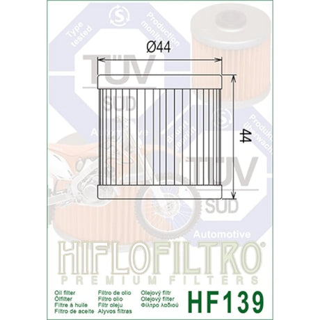 Ölfilter Hiflofiltro HF139 – Kawasaki KLX400 R 2003 Suzuki DR-Z400 2000-2025