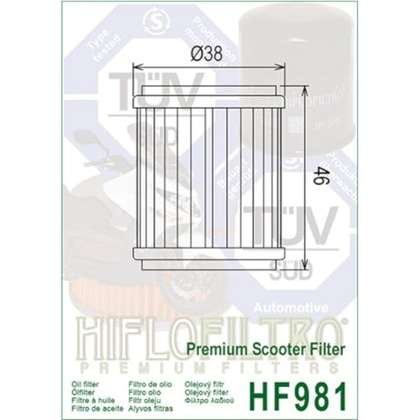Ölfilter Hiflofiltro HF981 – MBK Citycruiser Cityliner Skycruiser Yamaha VP125