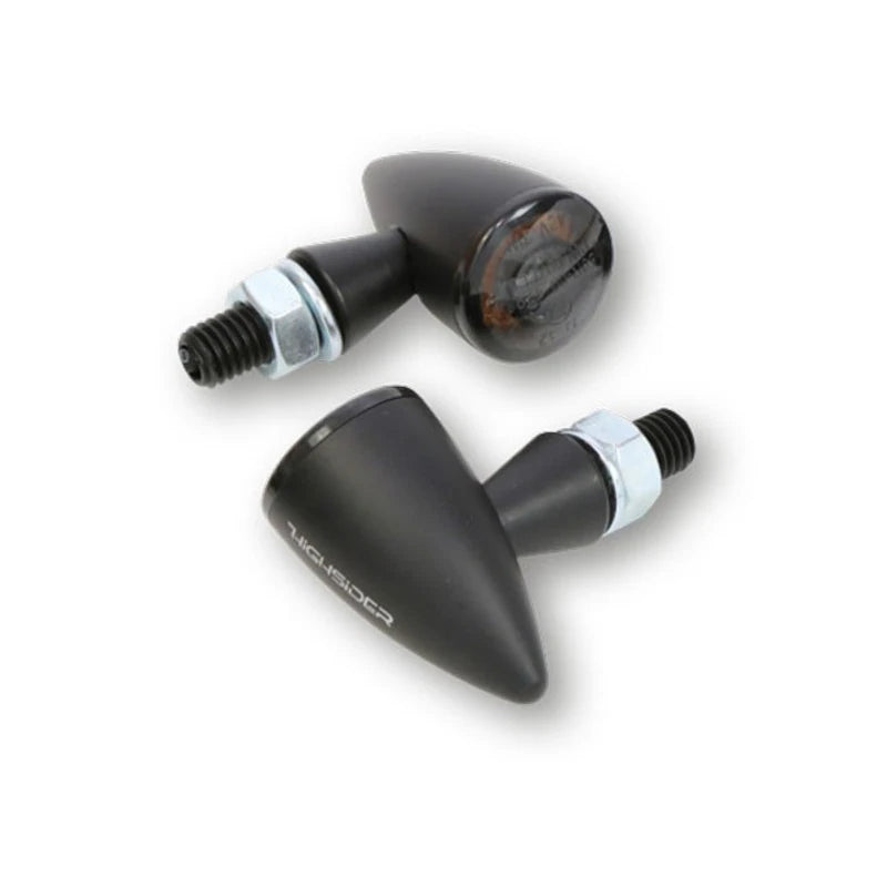 LED Blinker HIGHSIDER Montana BULLET mit Positionslicht, schwarz matt, E-geprüft