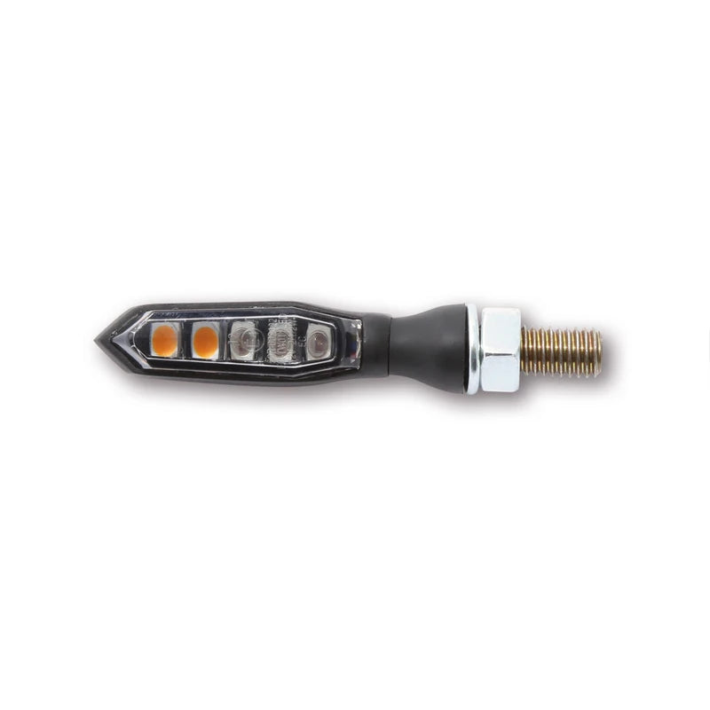 LED Blinker HIGHSIDER Pro Sonic-X1 mit Rück- & Bremslicht, Schwarz, Getönt