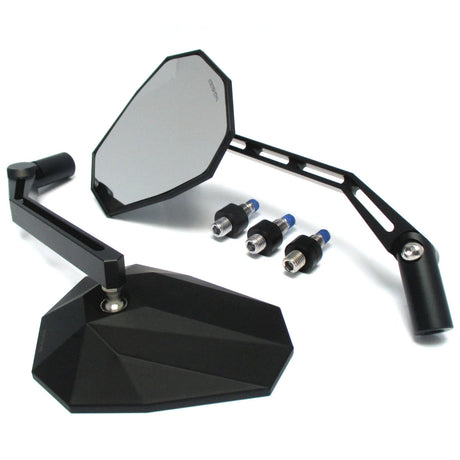 Lenkerspiegel Paar Highsider Pro Stealth-X1, Schwarz, Alu & ABS, E-geprüft, M10