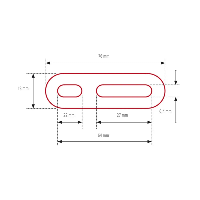 Spiegeladapter-Set für Verkleidungsspiegel Highsider Pro lang, Schwarz, 76x18 mm
