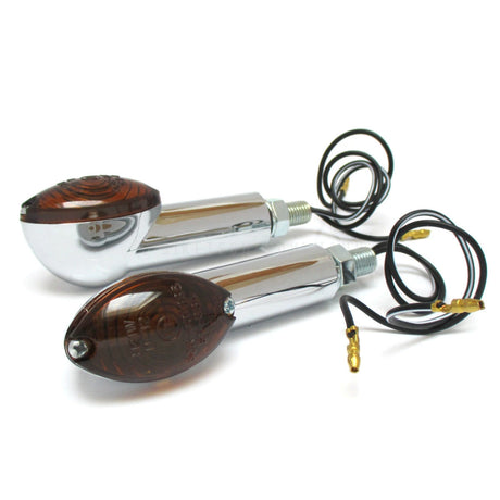Mini Blinker Shin-Yo Cat-Eye, Chrom, Getönt, Langer Arm, E-geprüft, 12V 21W