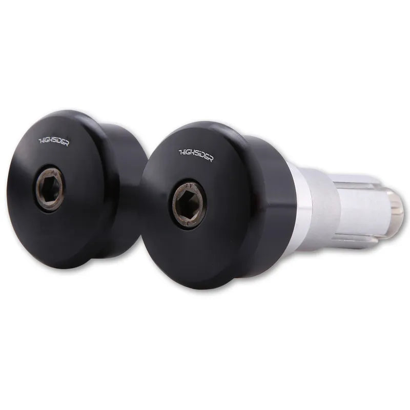 Lenkerenden Highsider Curve mit Spiegelaufnahme, Schwarz, Klemmung 12-22 mm
