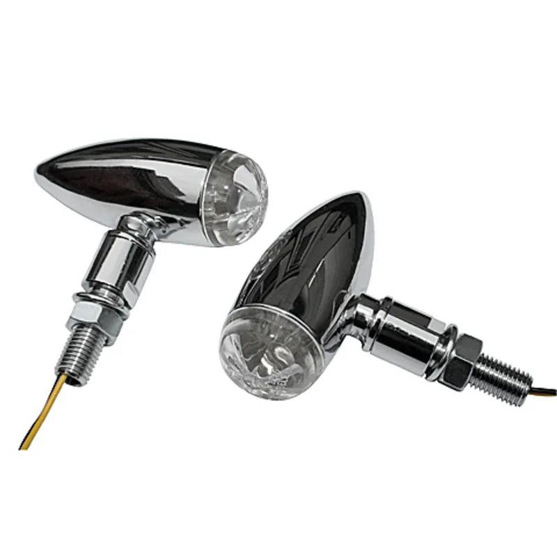 LED-Blinker Highsider Pro Micro-Bullet, Chrom, Glas Klar, E-geprüft, 12V/1W