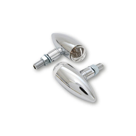 LED-Blinker Highsider Pro Micro-Bullet, Chrom, Glas Klar, E-geprüft, 12V/1W