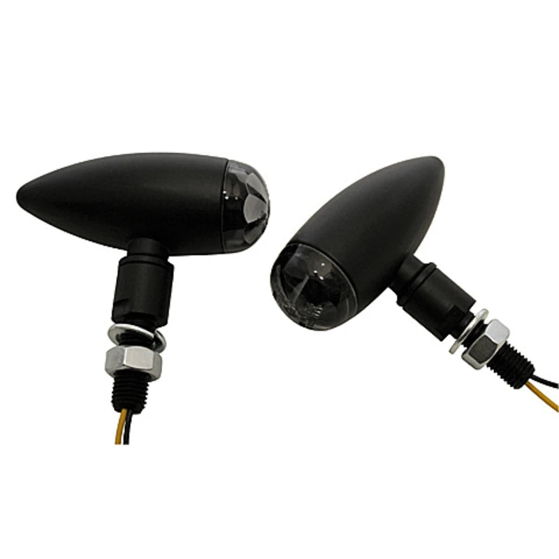 LED-Blinker Paar Highsider Micro-Bullet schwarz, Getönt, M10, E-geprüft, 12V/1W