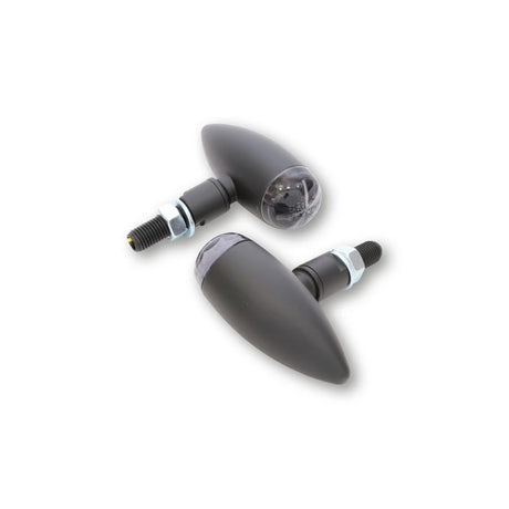 LED-Blinker Highsider Pro Micro-Bullet, Schwarz, Glas Klar, E-geprüft, 12V/1W