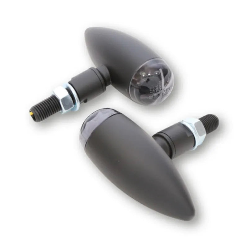 LED-Blinker Highsider Pro Micro-Bullet, Schwarz, Glas Klar, E-geprüft, 12V/1W