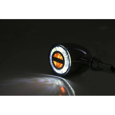 LED-Blinker mit Positionslicht Highsider Rocket Bullet 2in1 chrom, E-geprüft