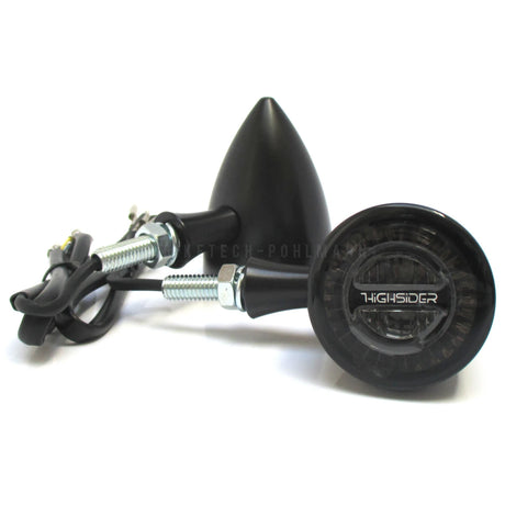LED Blinker ROCKET BULLET mit Rücklicht und Bremslicht, schwarz