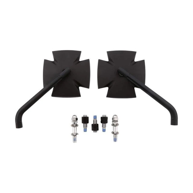 Lenkerspiegel Paar Highsider Iron Cross schwarz, Alu, E-geprüft, M10x1.25 & HD