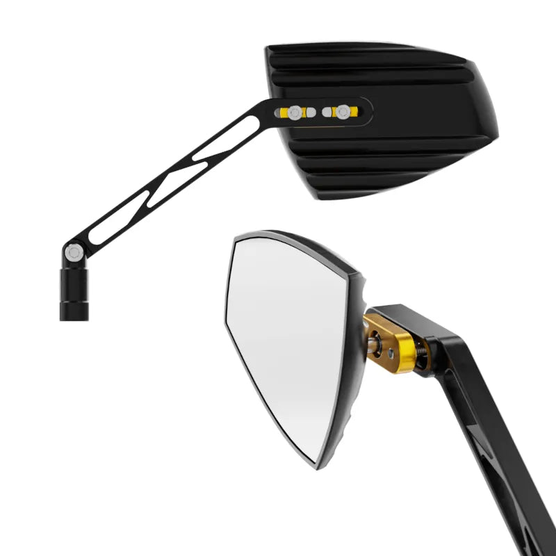 Lenkerspiegel Paar Highsider Pro Wave, Schwarz & Gold, Aluminium, E-geprüft, M10