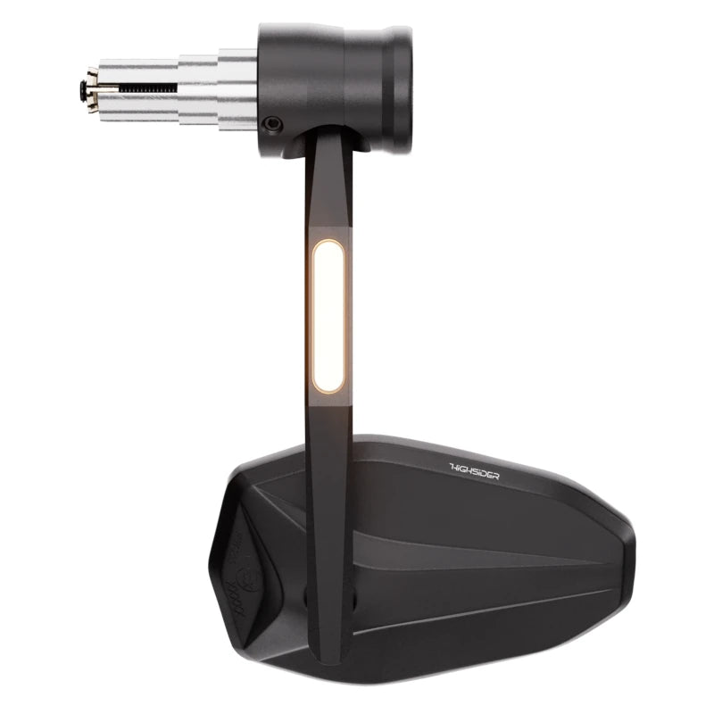 Lenkerendenspiegel mit LED Blinker Highsider Pro Victory-Rim, Schwarz, E-geprüft