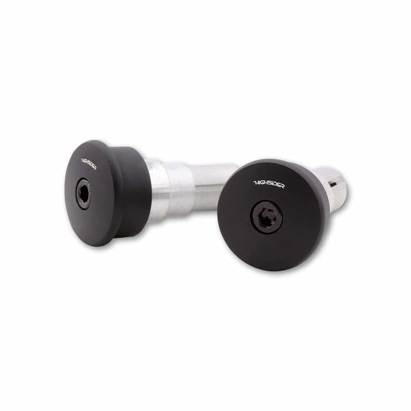 Lenkerenden Highsider Curve-Blast mit Spiegelaufnahme, Schwarz, Klemmung 12-22mm