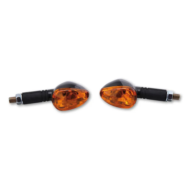 Blinker Highsider Smart Little Duke lang, Schwarz, Glas Orange, E-geprüft, 21W