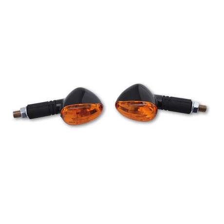 Blinker Highsider Smart Little Duke lang, Schwarz, Glas Orange, E-geprüft, 21W