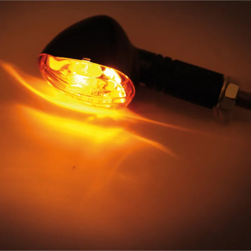 Blinker Highsider Smart Little Duke lang, Schwarz, Glas Orange, E-geprüft, 21W