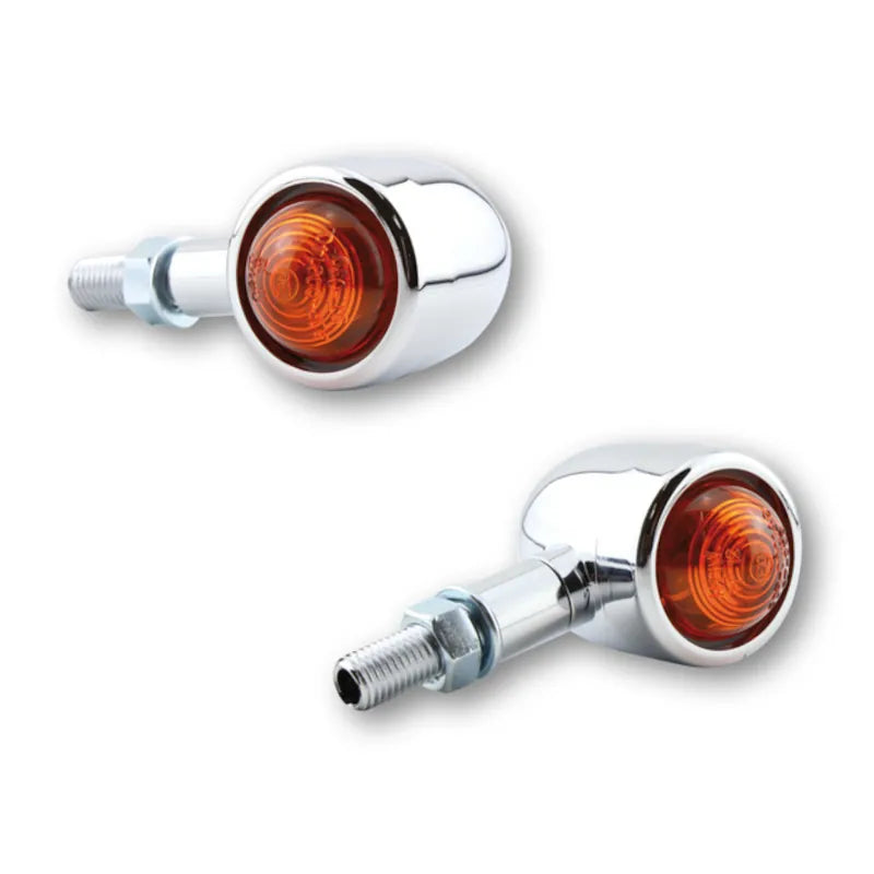 Blinker Highsider Smart Old School Typ 1, Chrom, Glas Orange, E-geprüft, 12V/21W