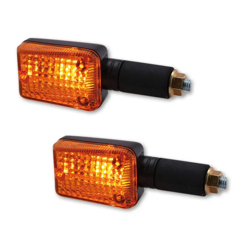 Blinker Highsider Smart Mini lang, Schwarz, Glas Orange, E-geprüft, 12V/21W