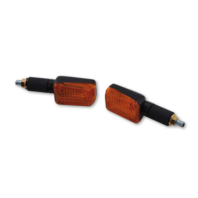 Blinker Highsider Smart Mini lang, Schwarz, Glas Orange, E-geprüft, 12V/21W