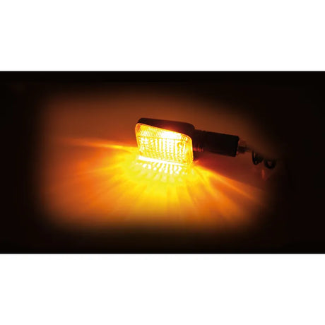 Blinker Highsider Smart Mini lang, Schwarz, Glas Orange, E-geprüft, 12V/21W